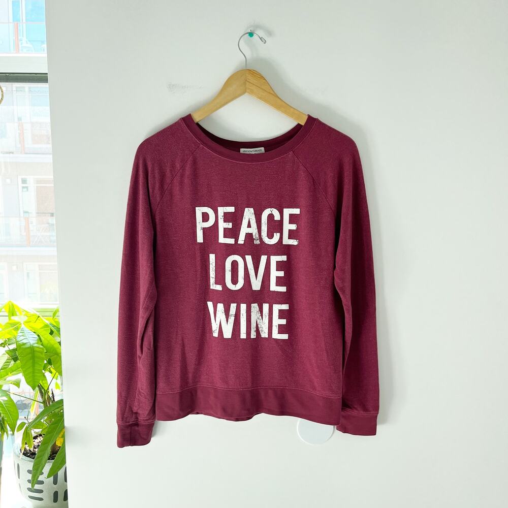 Grayson Threads Peace Love Wine Sweater Size Small
